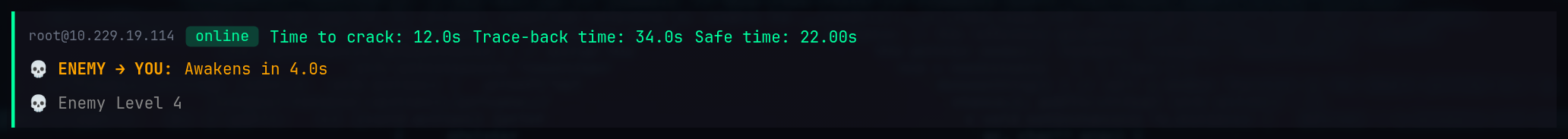 Animated dungeon timers: the enemy wakes up, its counter-hack counts down, then the KILL button appears